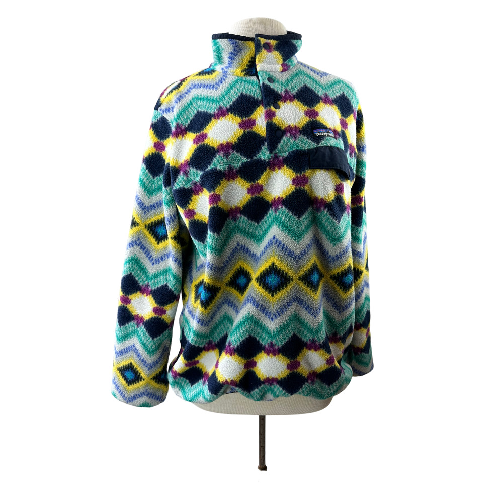 Patagonia Lightweight Synchilla Snap-T Fleece Pullover Timber Twist Aztec Size L - Picture 10 of 12